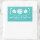 Aqua D20 Dice Gamer Save the Date Stickers (Tasche)