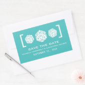 Aqua D20 Dice Gamer Save the Date Stickers (Umschlag)