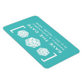 Aqua D20 Dice Gamer Speichern Sie das Date Magnet (Rechte Seite)