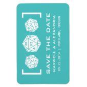 Aqua D20 Dice Gamer Speichern Sie das Date Magnet (Vertikal)