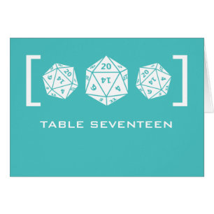 Aqua D20 Dice Gamer Tischnummer Card