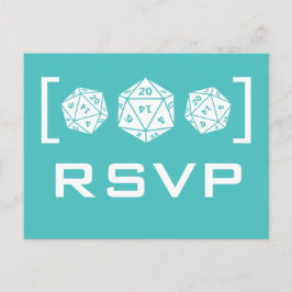 Aqua D20 Dice Gamer UAWG Postcard Einladungspostkarte