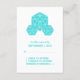 Aqua D20 Dice Response Card RSVP Karte