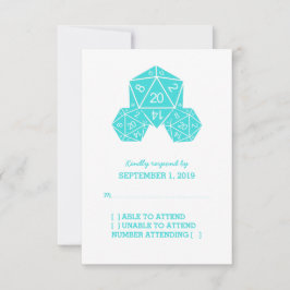 Aqua D20 Dice Response Card RSVP Karte
