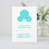Aqua D20 Dice Response Card RSVP Karte (Stehend Vorderseite)