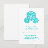 Aqua D20 Dice Response Card RSVP Karte (Vorne/Hinten)
