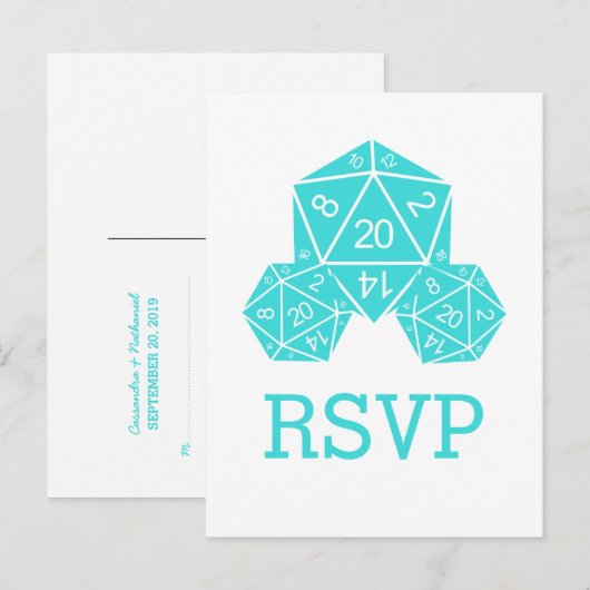 Aqua D20 Dice Response Postkarte (Vorne/Hinten)