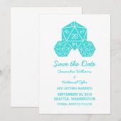Aqua D20 Dice Save the Date einladen Einladung (Vorne/Hinten)
