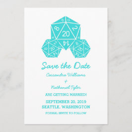 Aqua D20 Dice Save the Date einladen Einladung