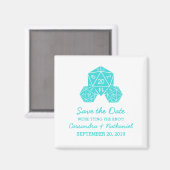 Aqua D20 Dice Save the Date Magnet (Vorderseite/Rückseite)