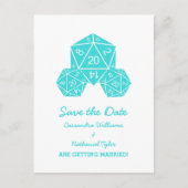 Aqua D20 Dice Save the Date Postkarte (Vorderseite)
