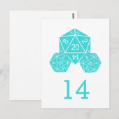 Aqua D20 Dice Tischnummer Postkarte (Vorne/Hinten)