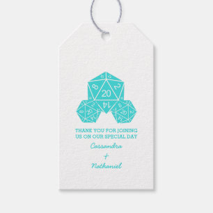 Aqua D20 Dice Wedding Gift Tags Geschenkanhänger