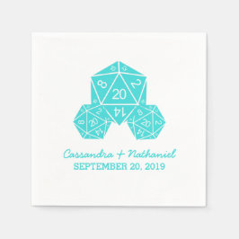 Aqua D20 Dice Wedding Paper Napkins Serviette