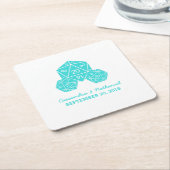 Aqua D20 Dice Wedding Paper Untersetzer (angewinkelt)