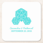 Aqua D20 Dice Wedding Paper Untersetzer (Vorderseite)