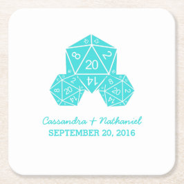 Aqua D20 Dice Wedding Paper Untersetzer