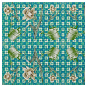 Aqua Daffidols Fabric Stoff