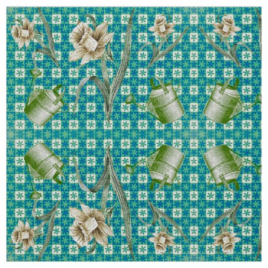 Aqua Daffidols Fabric Stoff (Muster)