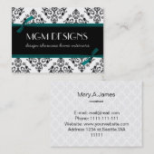 Aqua Damask Business Cards Visitenkarte (Vorne/Hinten)