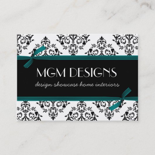 Aqua Damask Business Cards Visitenkarte (Vorderseite)