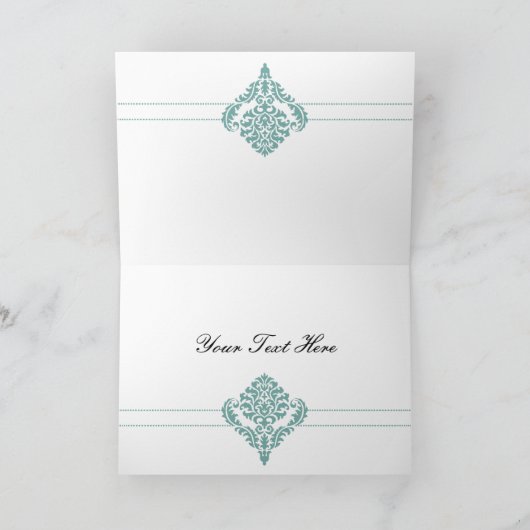 Aqua Damask Business Dankeschön Karten (Innenseite)