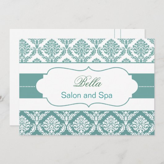 Aqua Damask Business Dankeschön Karten (Vorne/Hinten)