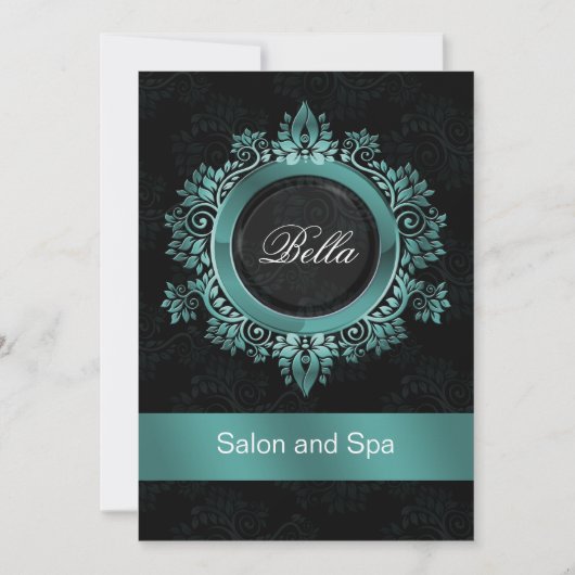 Aqua Damask Business Dankeschön Karten (Vorderseite)
