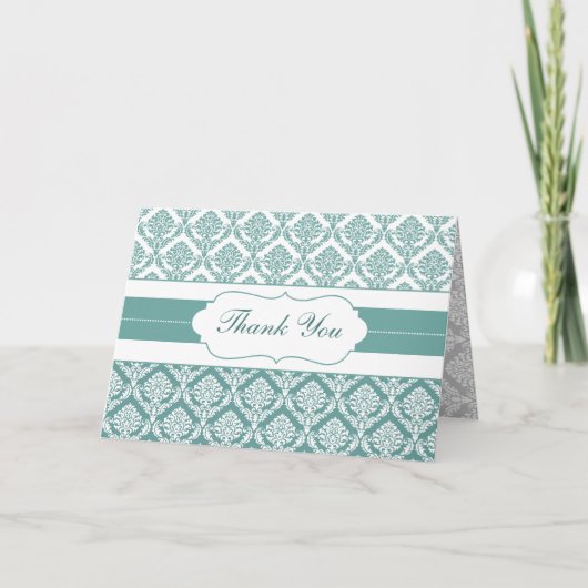 Aqua Damask DankeYou Cards Dankeskarte (Vorderseite)