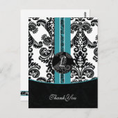 Aqua Damask DankeYou Cards Postkarte (Vorne/Hinten)