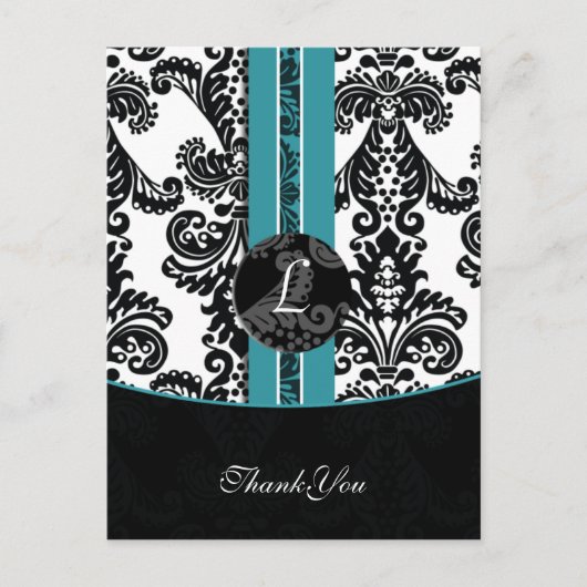 Aqua Damask DankeYou Cards Postkarte (Vorderseite)