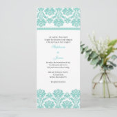 Aqua Damask Einladung zur Hochzeit (Stehend Vorderseite)