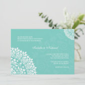 Aqua Damask Einladung zur Hochzeit (Stehend Vorderseite)