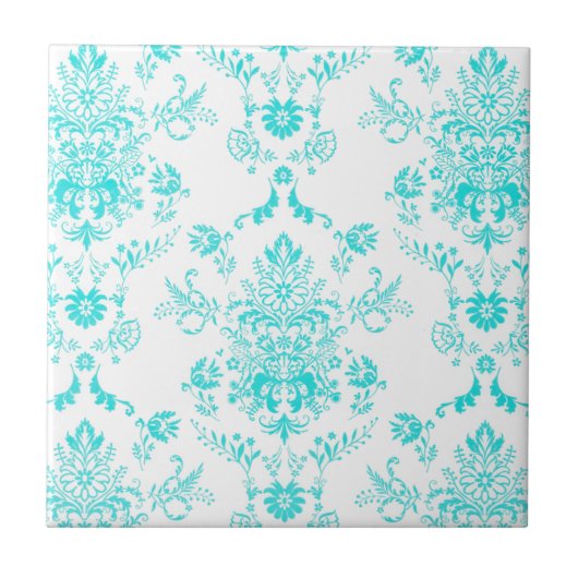 Aqua Damask Fliese (Vorderseite)
