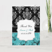 Aqua Damask Hochzeit Danke (Vorderseite)