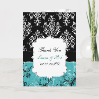Aqua Damask Hochzeit Danke