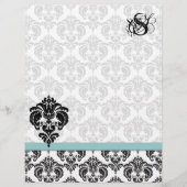 Aqua Damask Monogram Letterhead (Vorderseite)