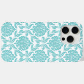 Aqua Damask Muster Case-Mate iPhone Hülle (Rückseite (Horizontal))