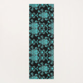 Aqua Damask on Black Chic Design Yogamatte (Rückseite)