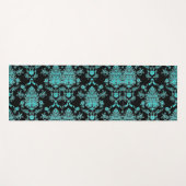 Aqua Damask on Black Chic Design Yogamatte (Vorderseite (Horizontal))