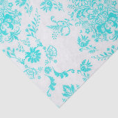 Aqua Damask on White Chic Design Seidenpapier (Ausschnitt)