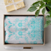 Aqua Damask on White Chic Design Seidenpapier (Geschenk)