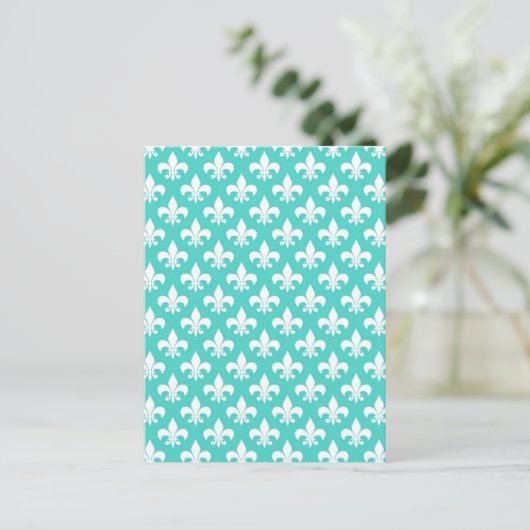 Aqua Damask Postkarte (Stehend Vorderseite)