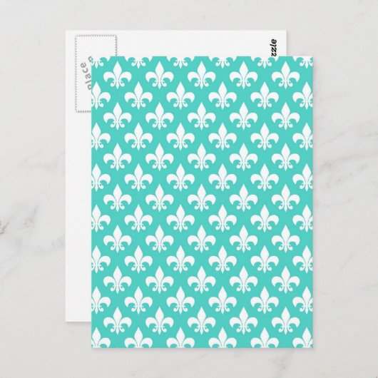 Aqua Damask Postkarte (Vorne/Hinten)