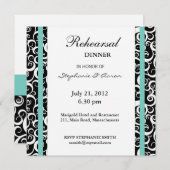 Aqua Damask Swirl Probe Abendessen Einladung (Vorne/Hinten)