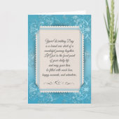 Aqua Damask Wedding Karte (Vorderseite)