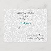 Aqua Damask Wedding Rsvp Karte (Rückseite)
