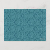 Aqua Damask Wedding Tischnummer Card Empfang (Rückseite)