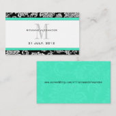 Aqua Damask Wedding Website Business Card Begleitkarte (Vorne/Hinten)
