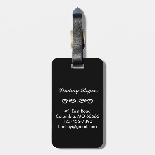 Aqua-Damast Gepäckanhänger (Rückseite vertikal)